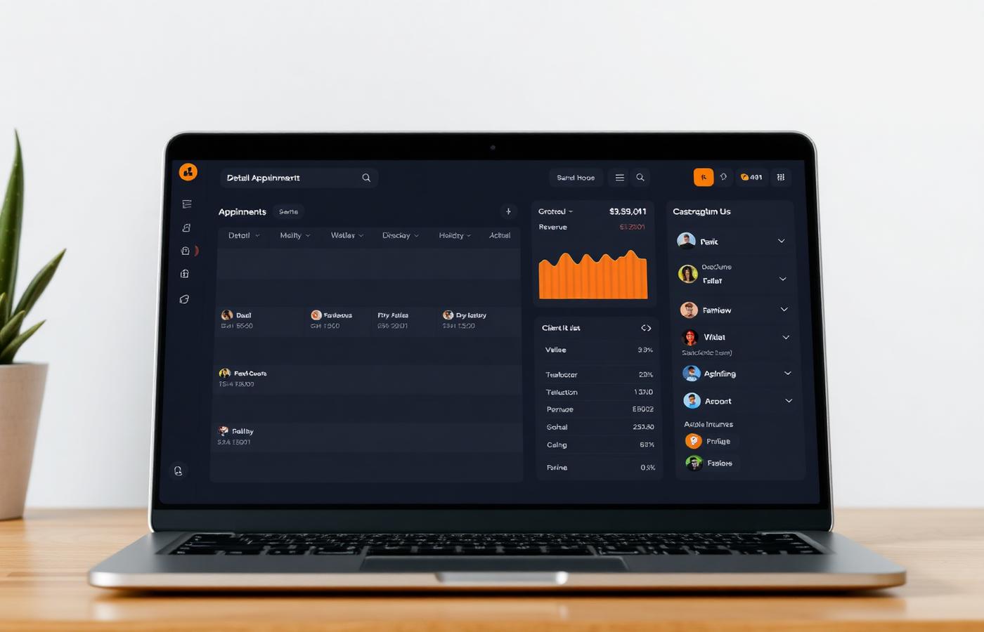 Mobile detailing booking software dashboard on a tablet showing schedule and invoices